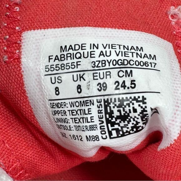 Converse Chuck Taylor All Star Ox Textured Canvas Sneakers Coral Ultra Red 8 - Picture 10 of 11